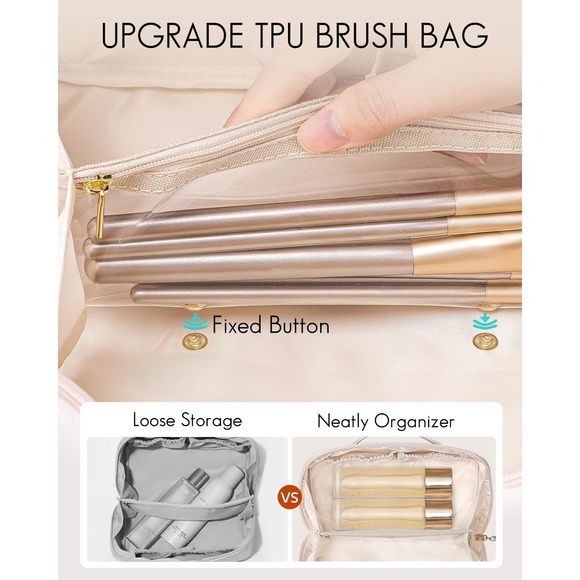 Travel Makeup Bag,make Up Bag Travel Toiletry Bag For Women Open Flat Makeup🦒 - Picture 3 of 9